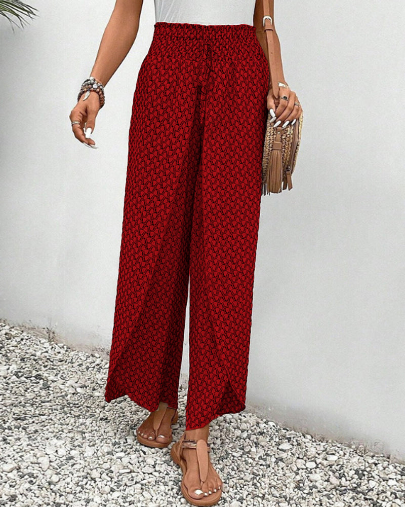 Honey | High-Waisted Summer Geometric Print Pants for Women