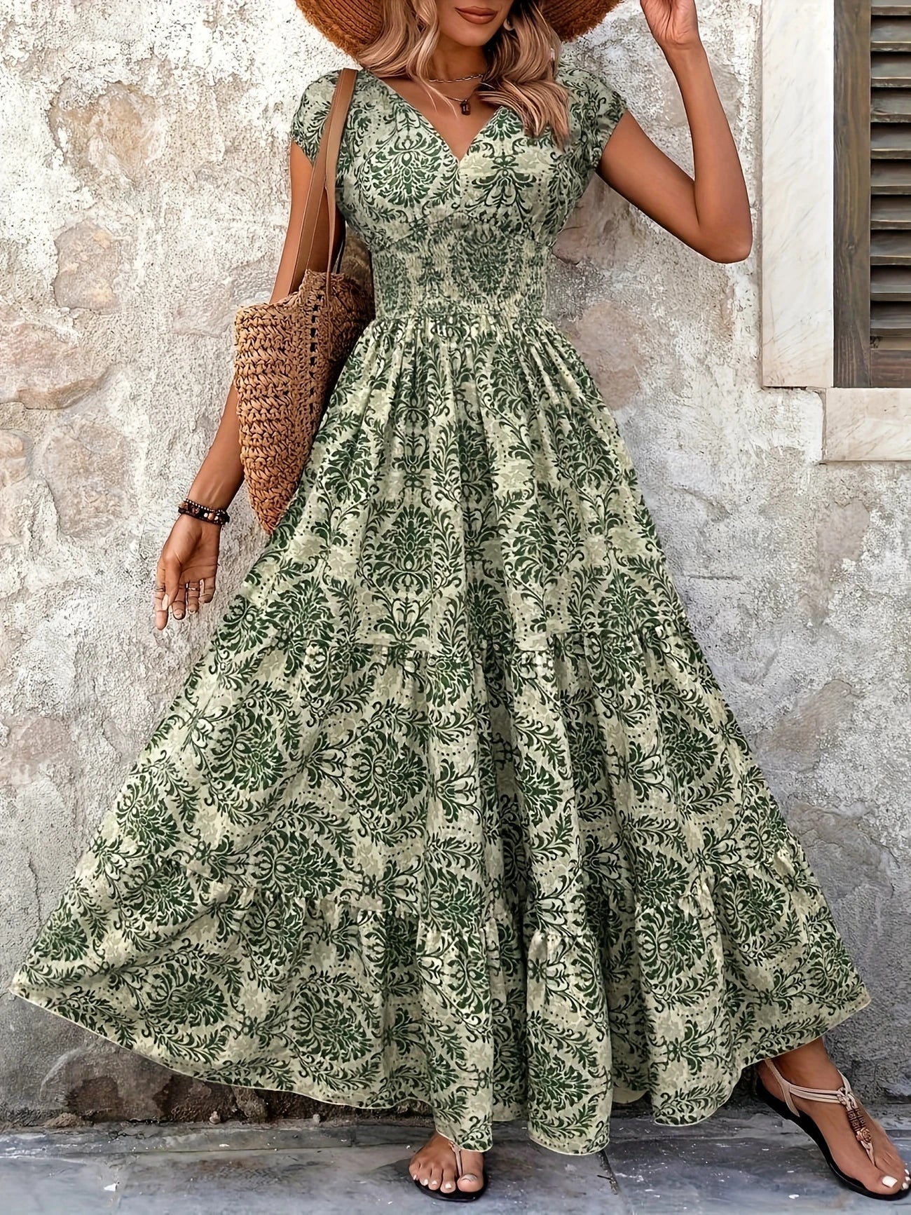 Kaia | V-Neck Maxi Dress with Ruffle Hem