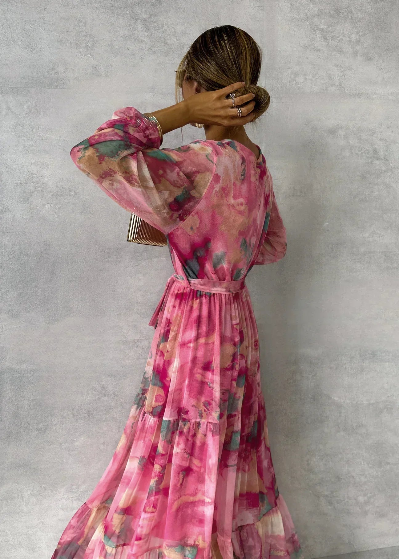 Romilly | Women's Wrap Maxi Dress with Floral Print and Long Sleeves