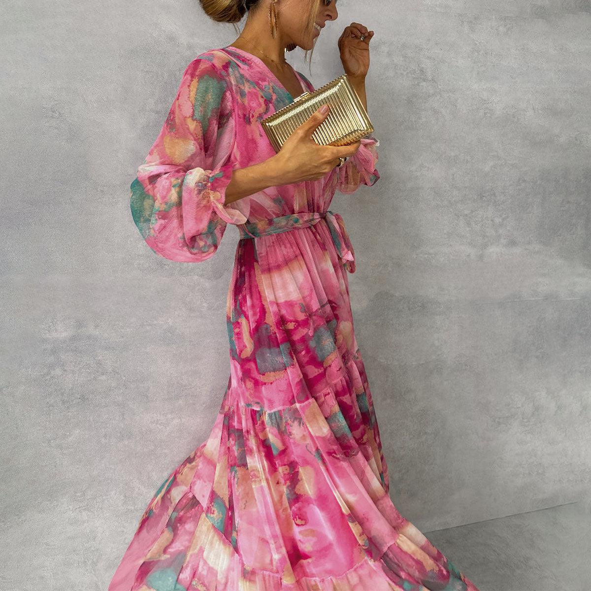 Romilly | Women's Wrap Maxi Dress with Floral Print and Long Sleeves