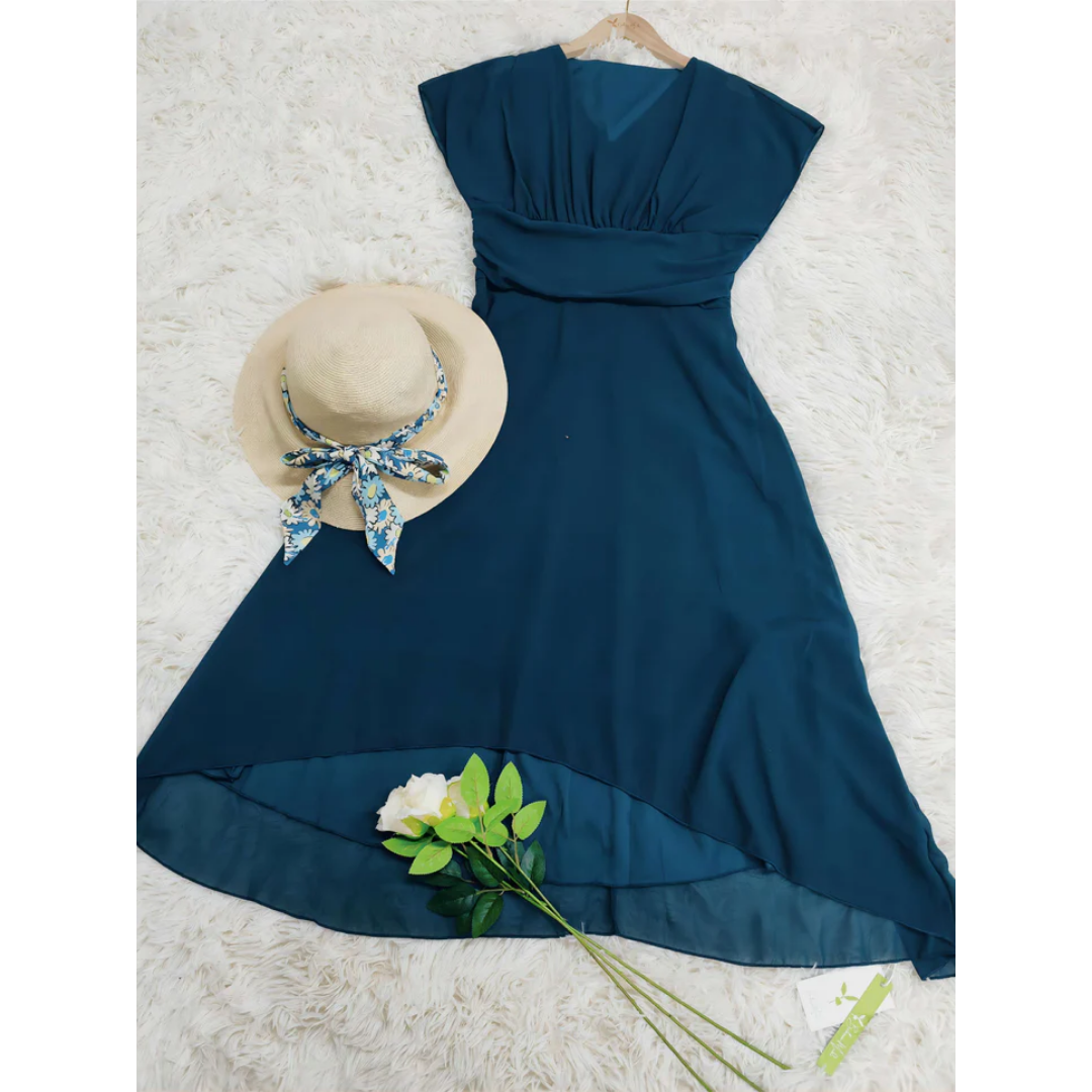 Elspeth | Women's V-Neck Flared Formal Midi Dress