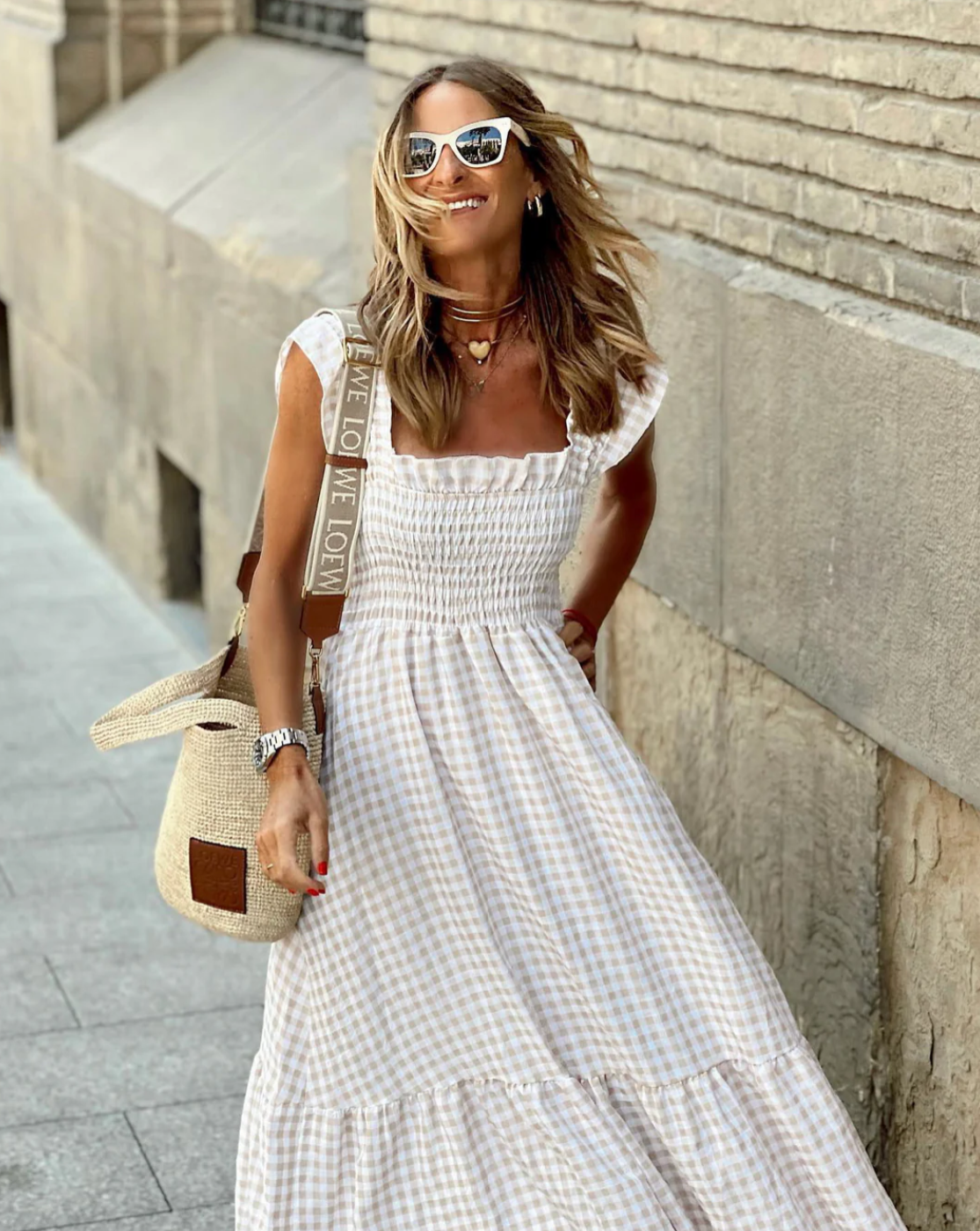 Eleni | Women's Smocked Maxi Dress with Ruffle Sleeves