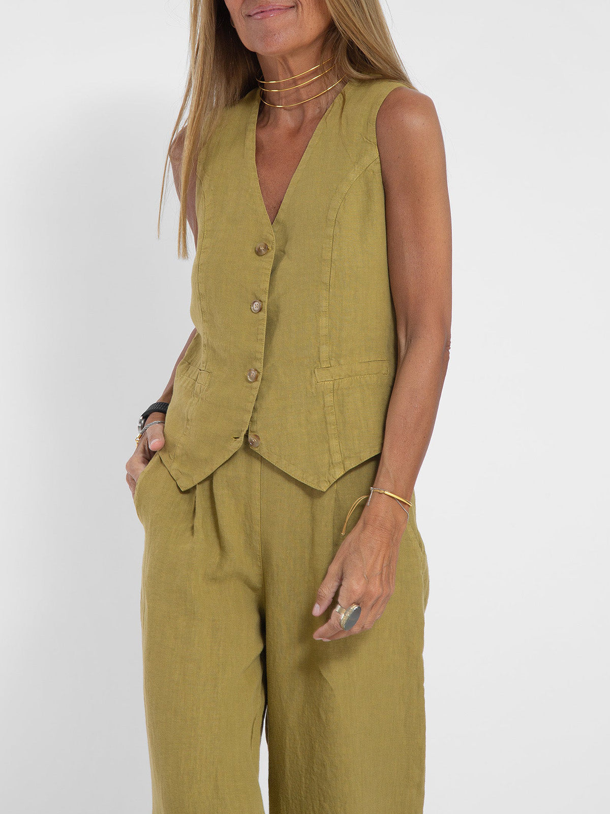 Eleanor | Sleeveless Linen Set