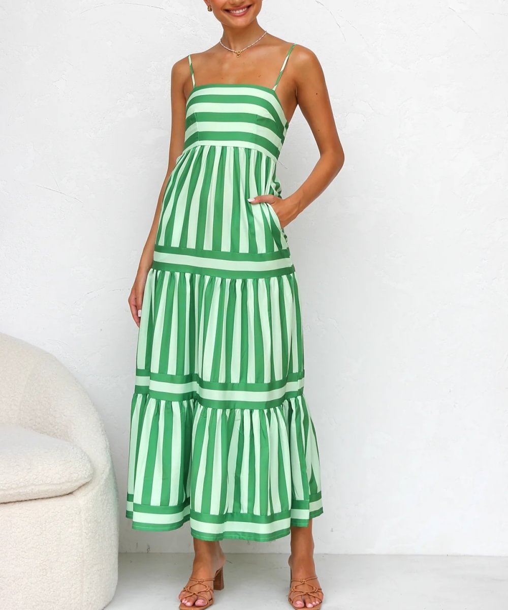 Bianca | Striped Tiered Midi Dress