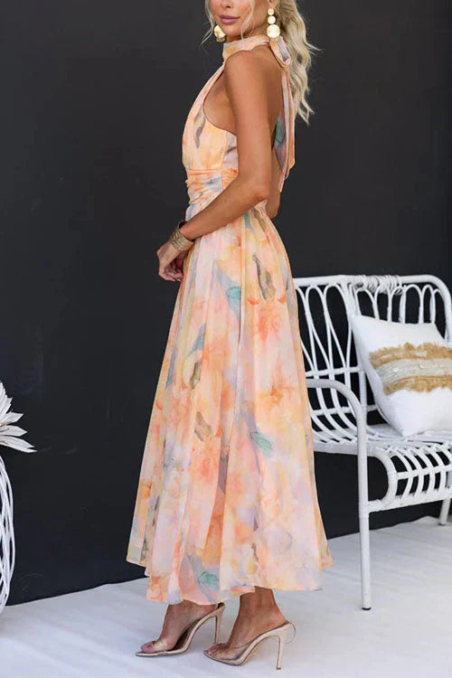 Brielle | Elegant Watercolour Maxi Dress