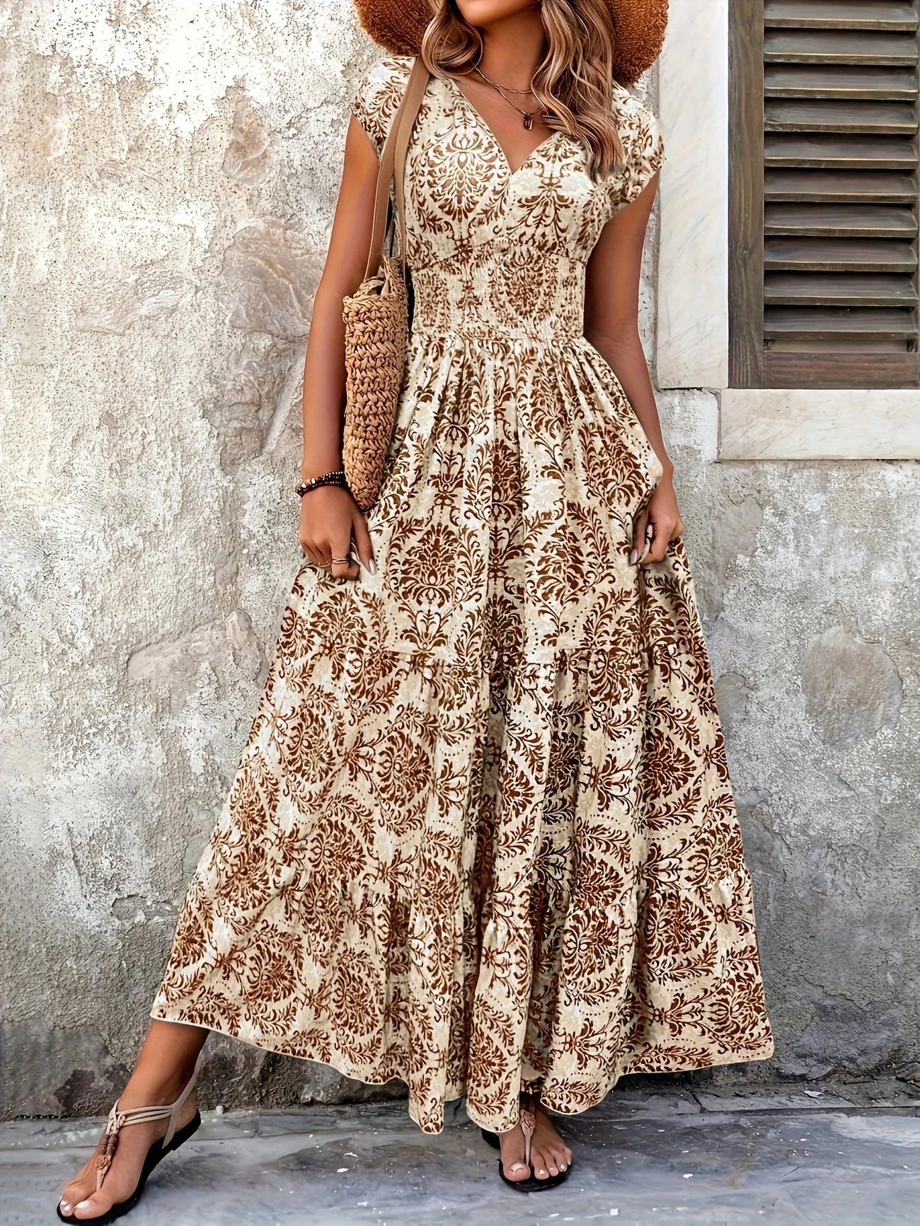 Kaia | V-Neck Maxi Dress with Ruffle Hem