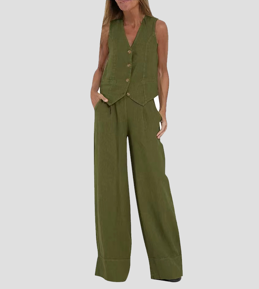 Eleanor | Sleeveless Linen Set