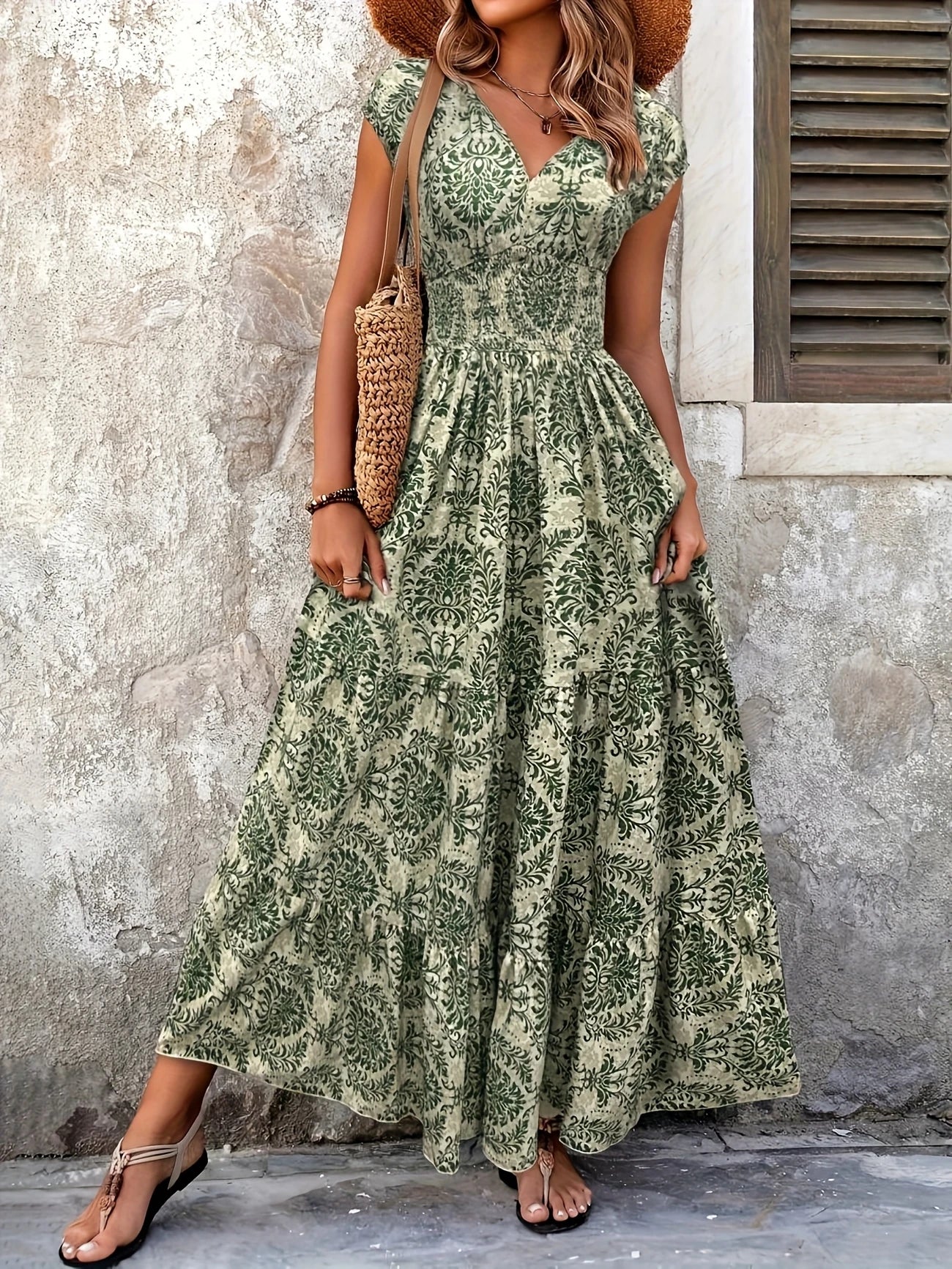 Kaia | V-Neck Maxi Dress with Ruffle Hem