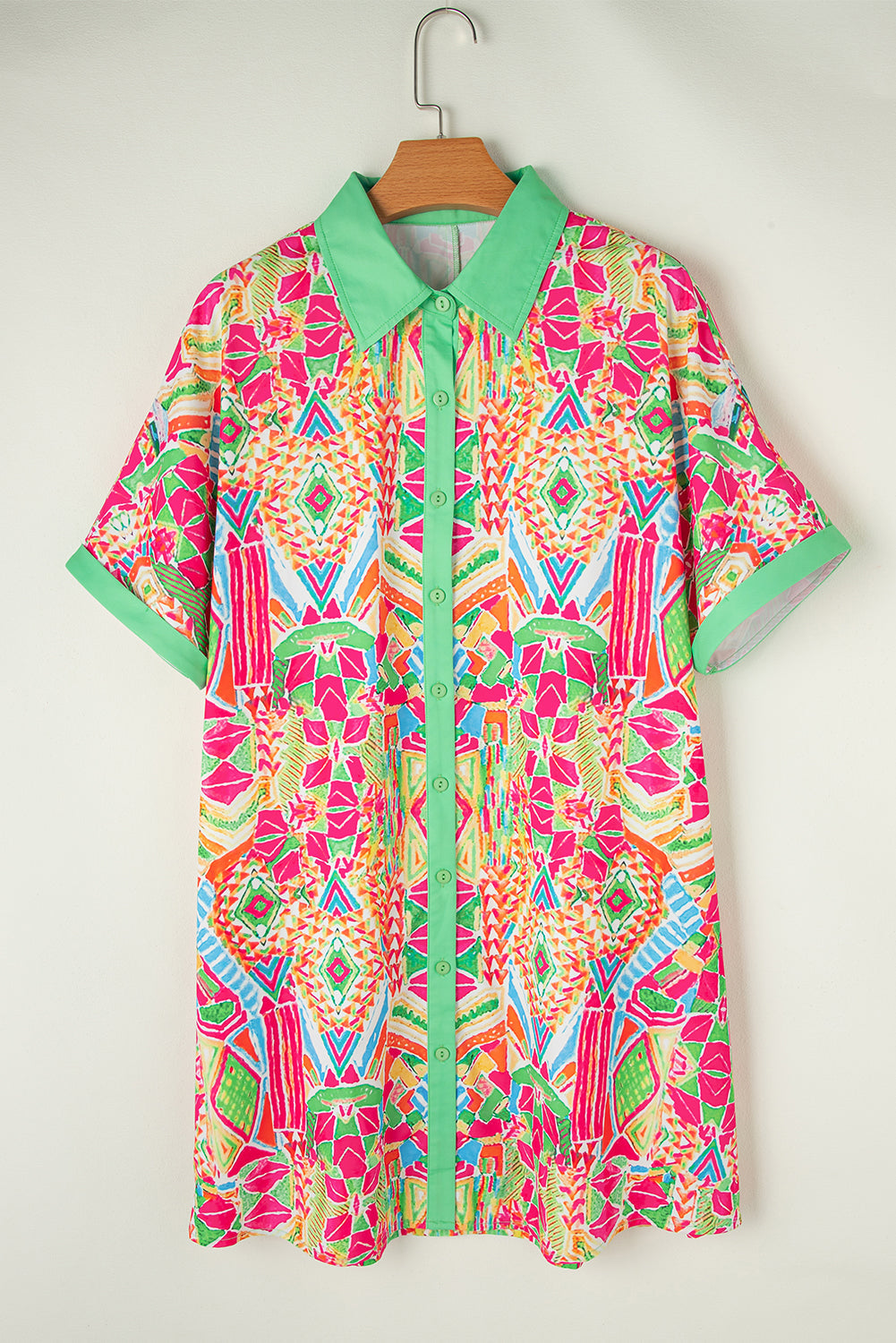 Selah | Geometric Print Shirt Dress