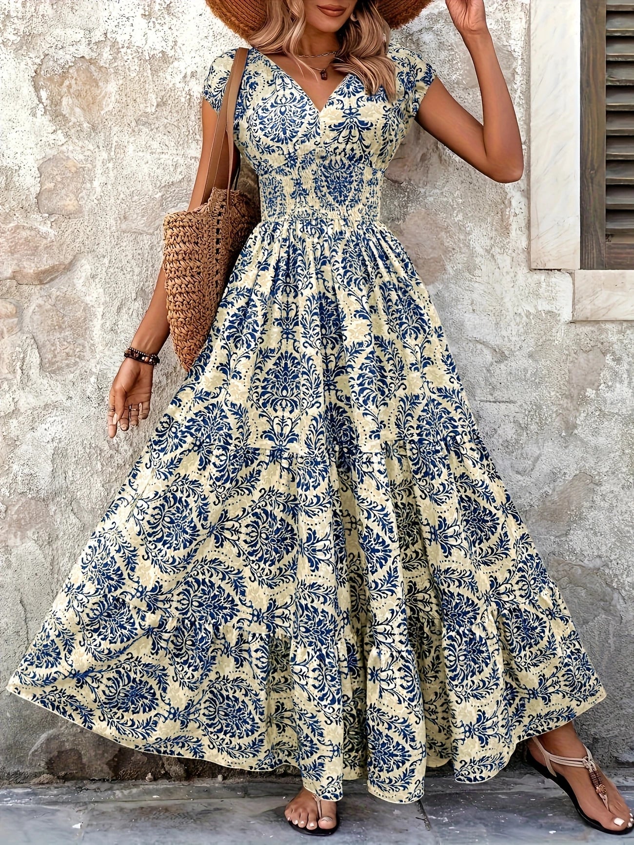 Kaia | V-Neck Maxi Dress with Ruffle Hem
