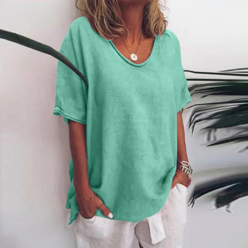 Peony | Classic Loose-Fit Short Sleeve Blouse for Women