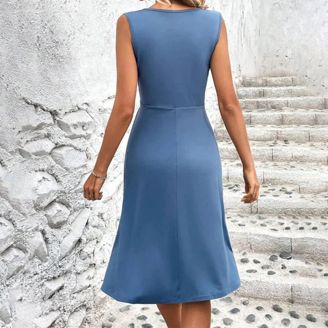 Orlaith | Women's Summer Sleeveless Dress with Wrap Neckline