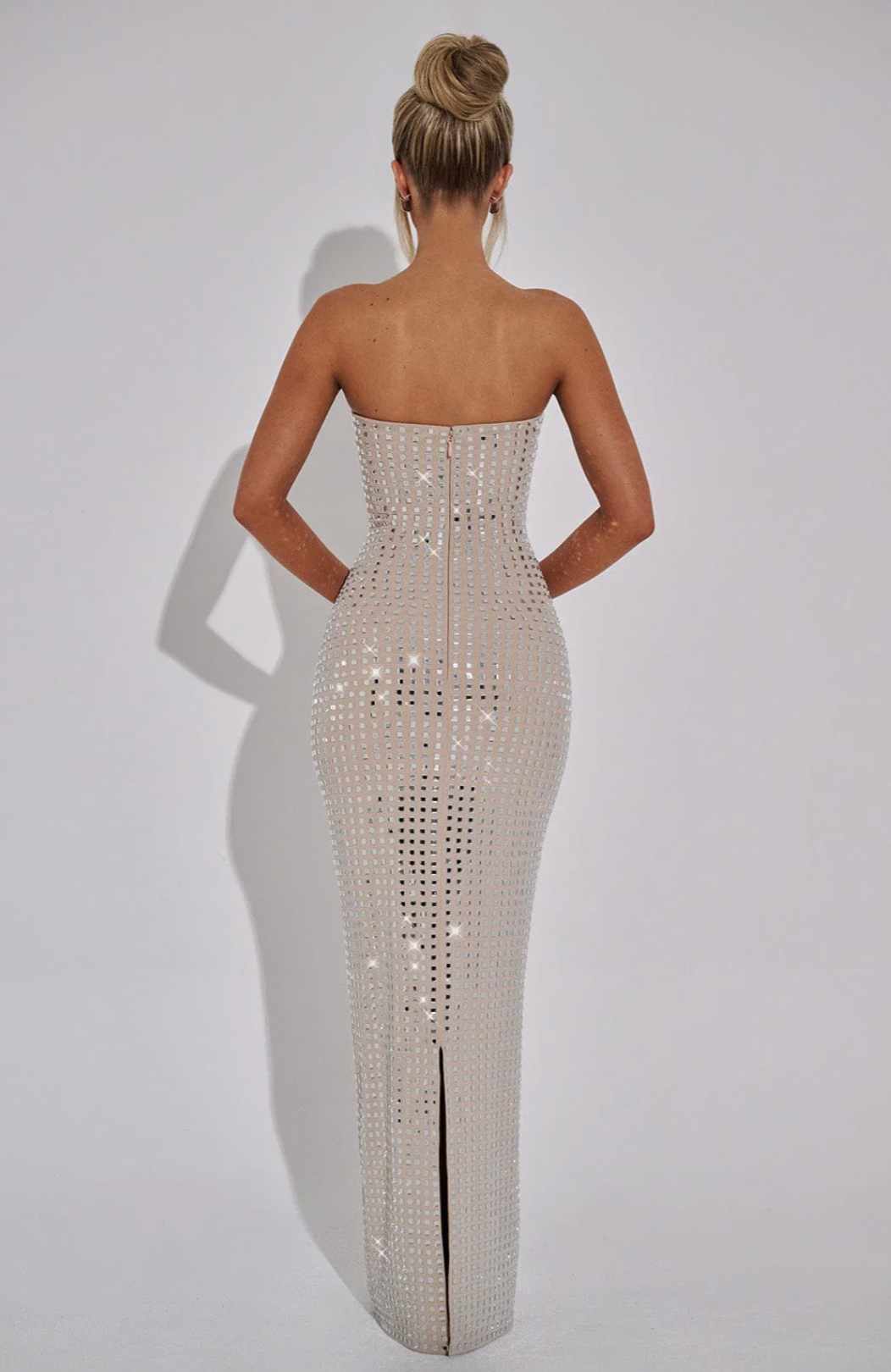 Lilou | Women's Strapless Rhinestone Body-Hugging Glam Maxi Dress
