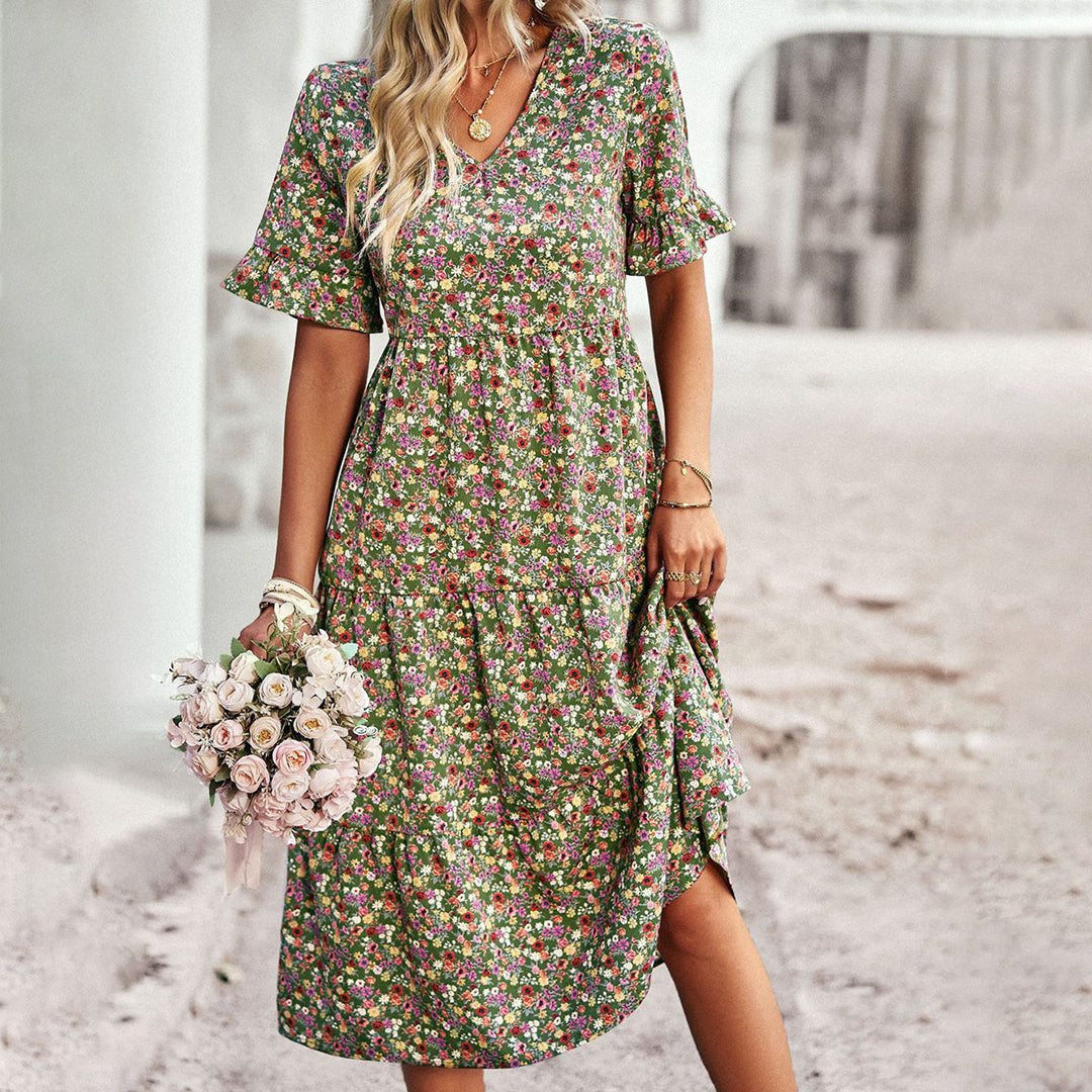 Hestia | Boho Floral Midi Dress