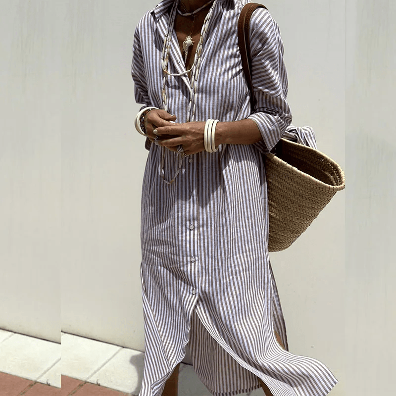 Molly | Chic Striped Shirt Dress
