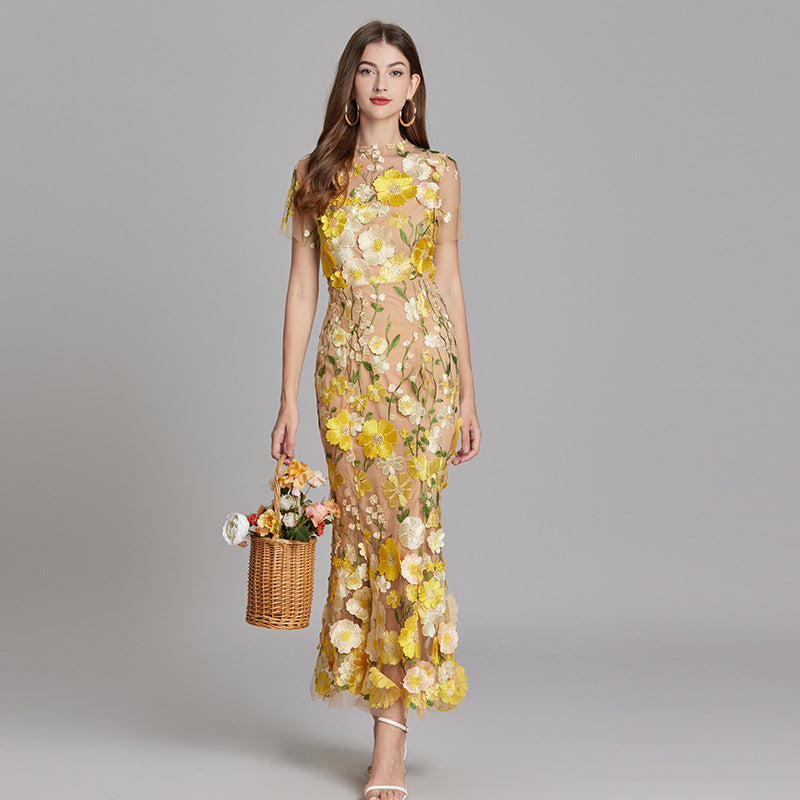 Alba | Elegant Sleeveless Embroidered Women's Maxi Dress