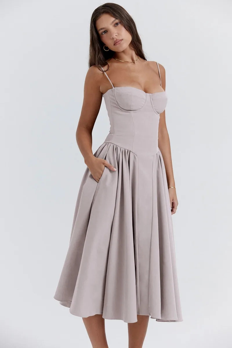 Lorelei | Sleeveless Corset Midi Dress