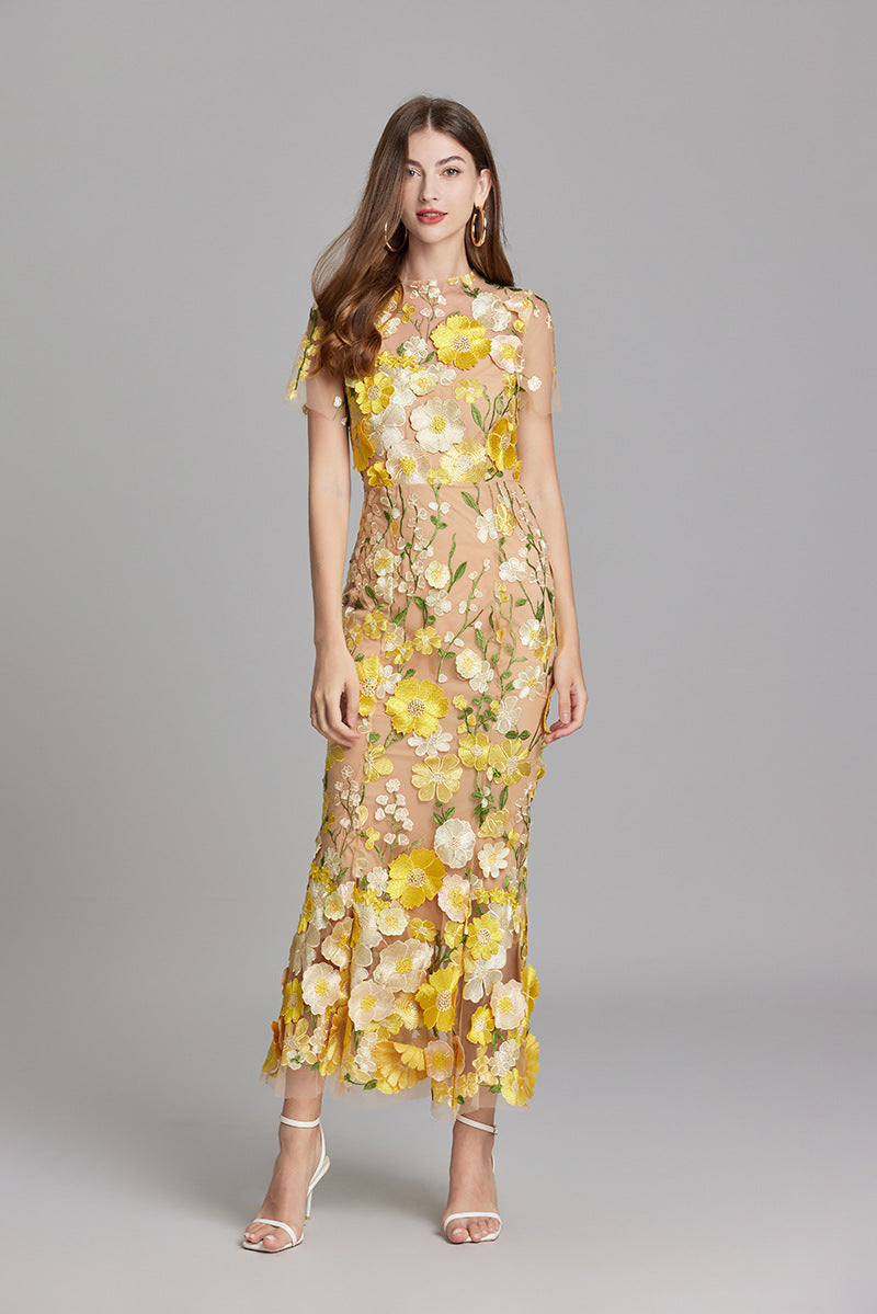 Alba | Elegant Sleeveless Embroidered Women's Maxi Dress