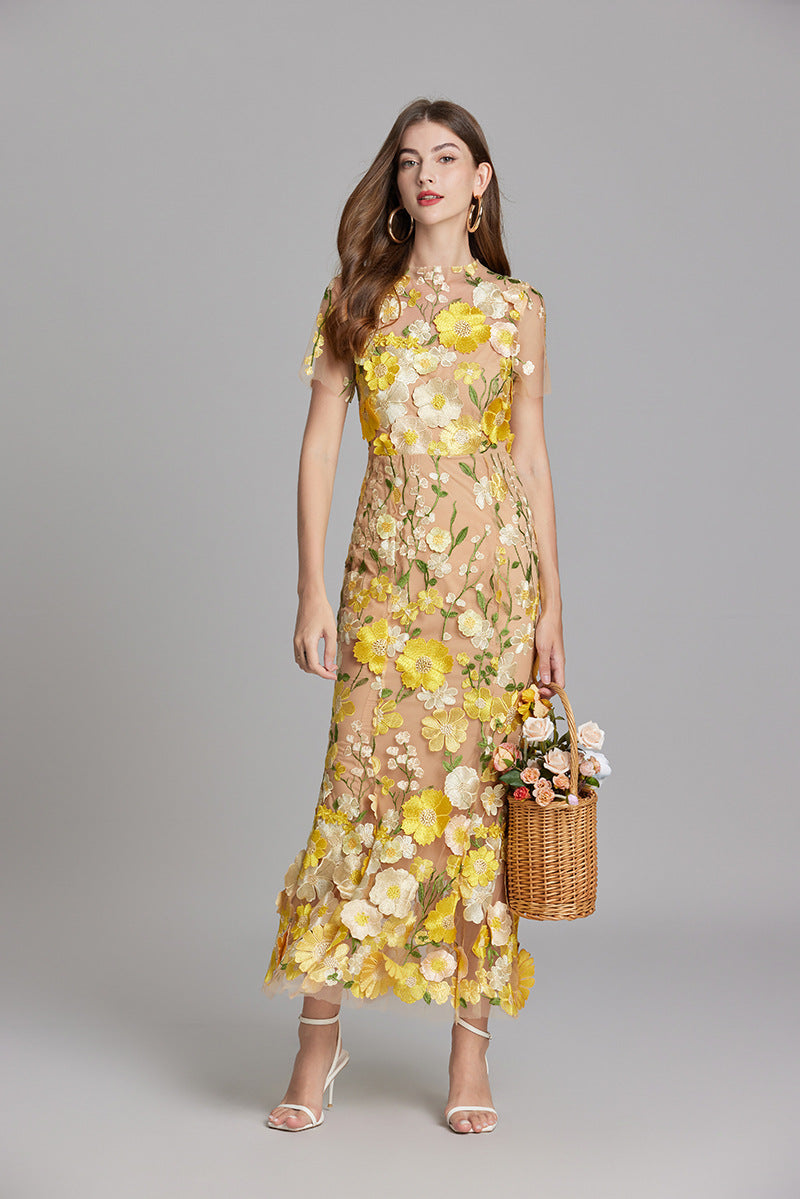 Alba | Elegant Sleeveless Embroidered Women's Maxi Dress