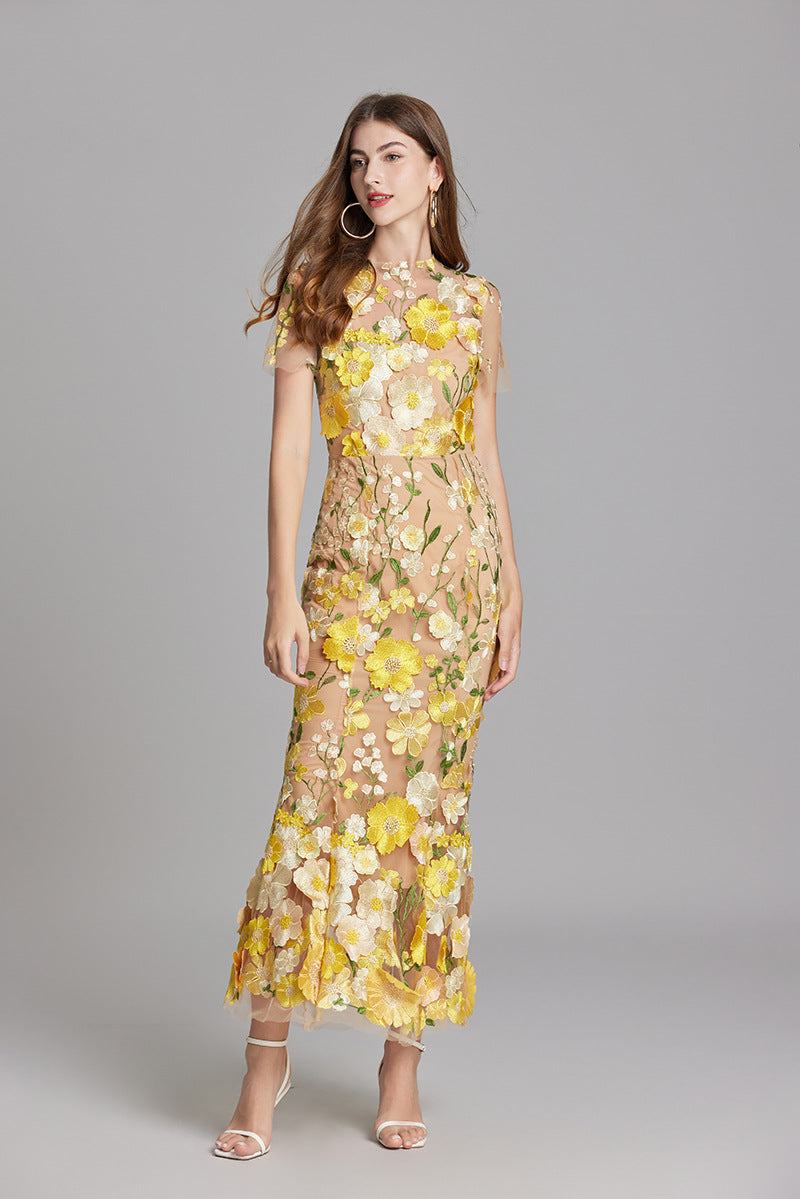 Alba | Elegant Sleeveless Embroidered Women's Maxi Dress