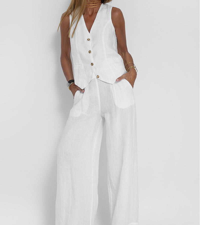 Eleanor | Sleeveless Linen Set