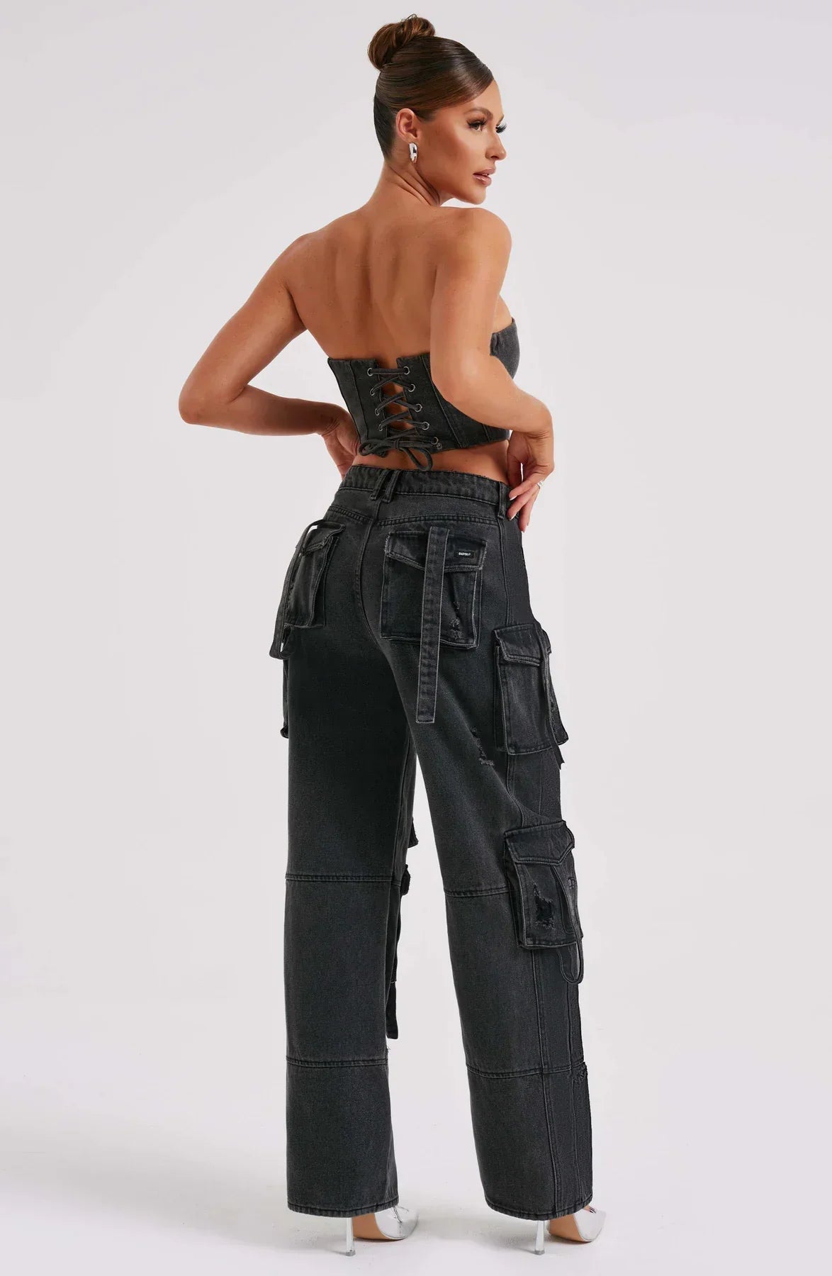 Demy | Denim corset and Cargo Pants Set