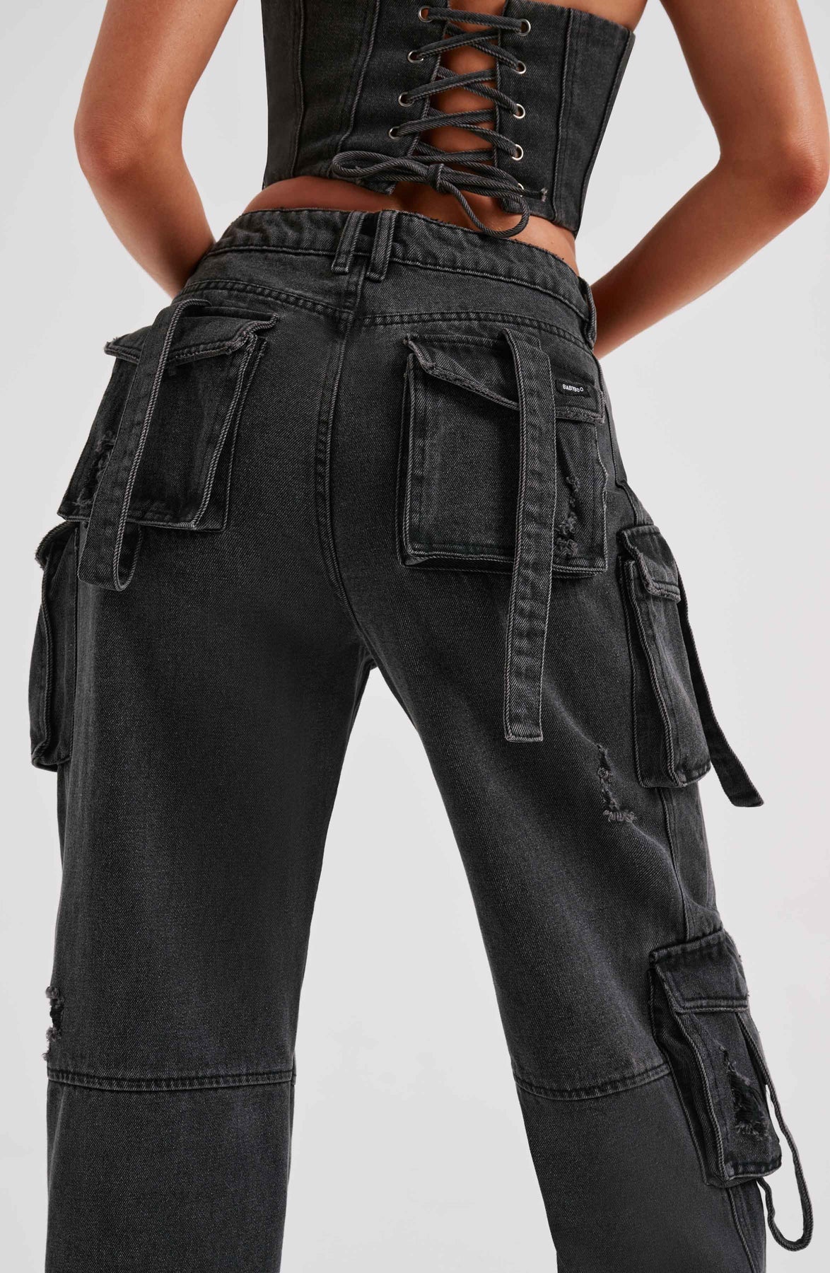 Demy | Denim corset and Cargo Pants Set