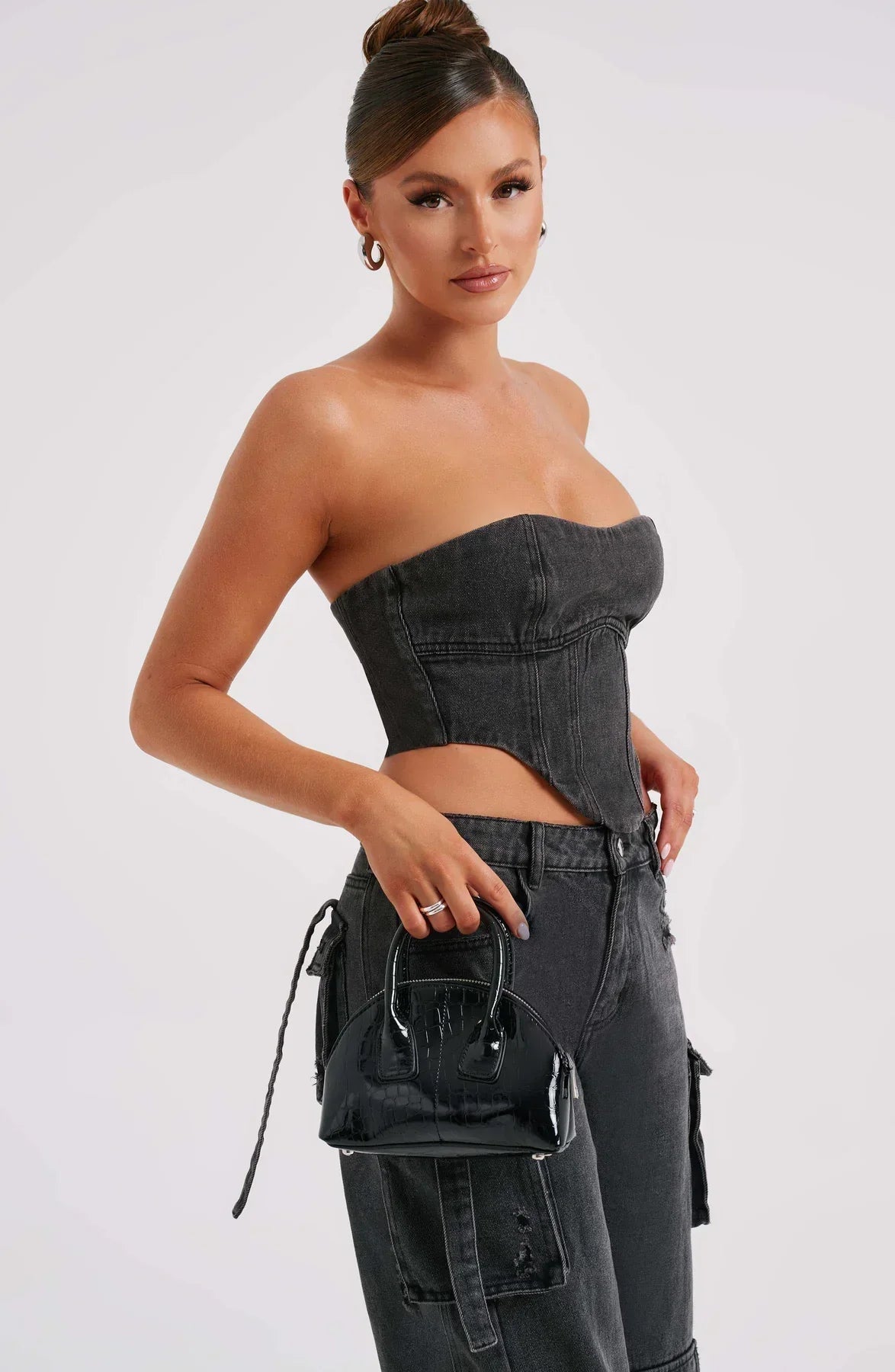 Demy | Denim corset and Cargo Pants Set