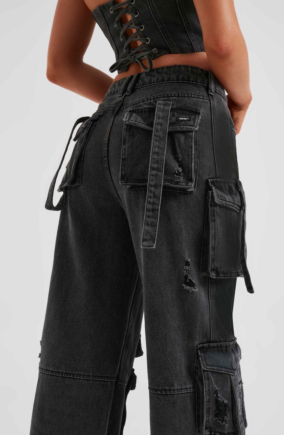 Demy | Denim corset and Cargo Pants Set