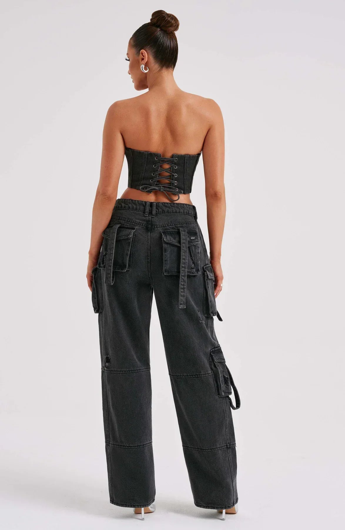 Demy | Denim corset and Cargo Pants Set
