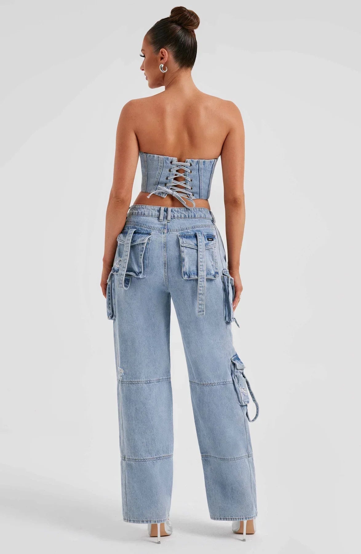 Demy | Denim corset and Cargo Pants Set
