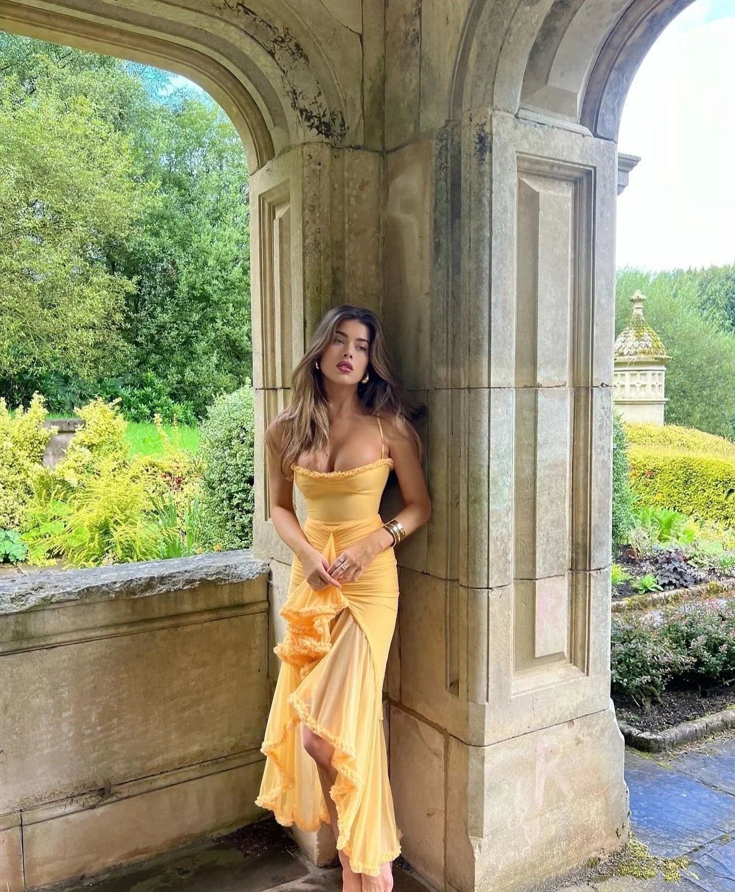 Cerys | Women's Fitted Midi Dress with Ruffled Details