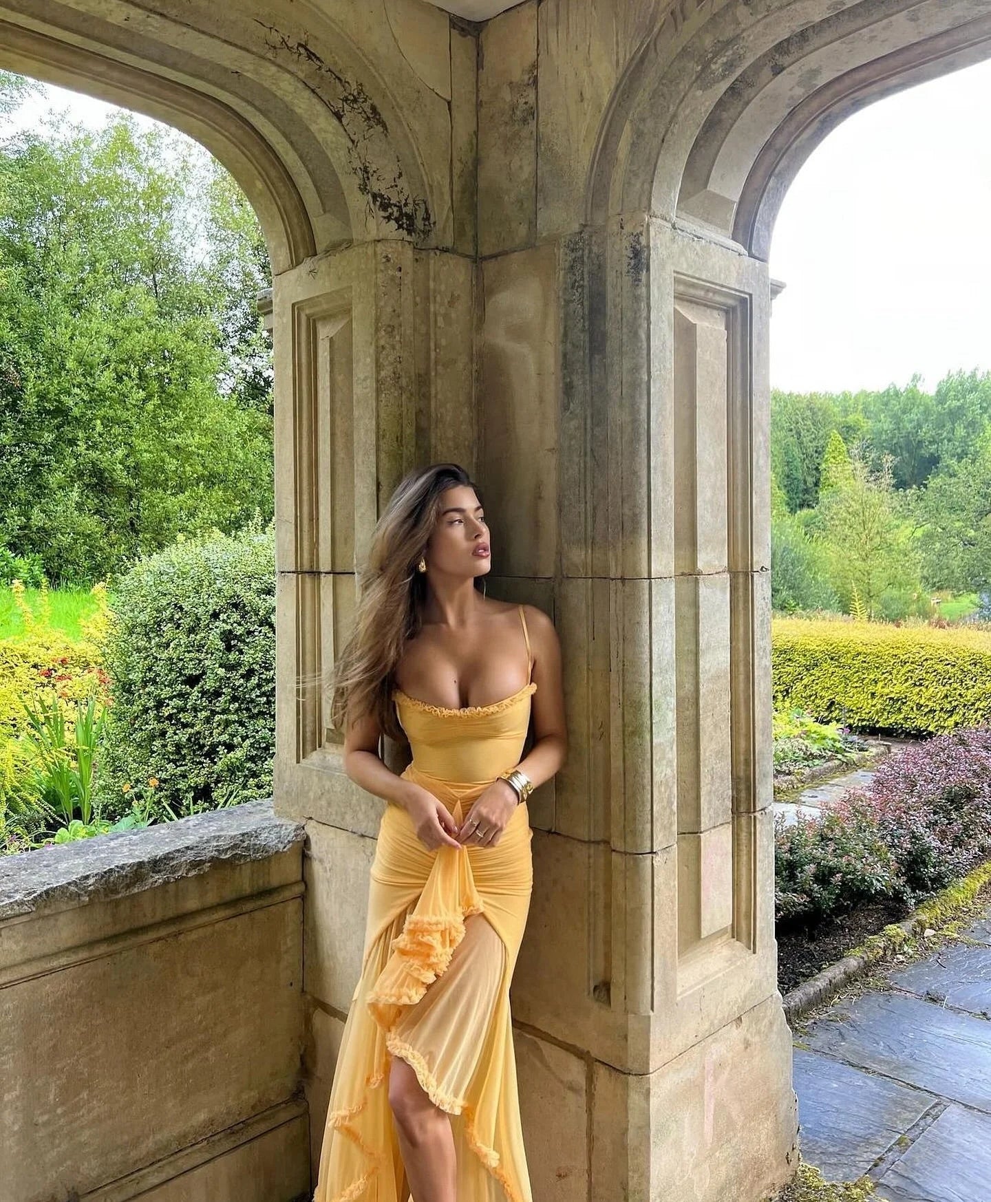 Cerys | Women's Fitted Midi Dress with Ruffled Details