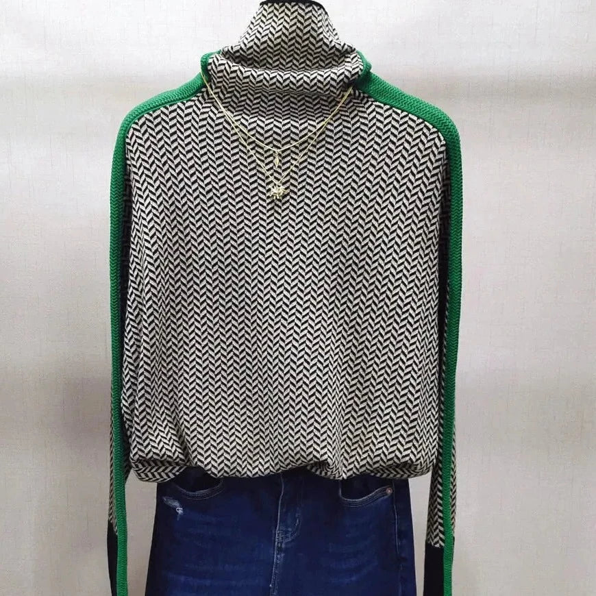 Amber | Chevron Pattern Turtleneck Sweater