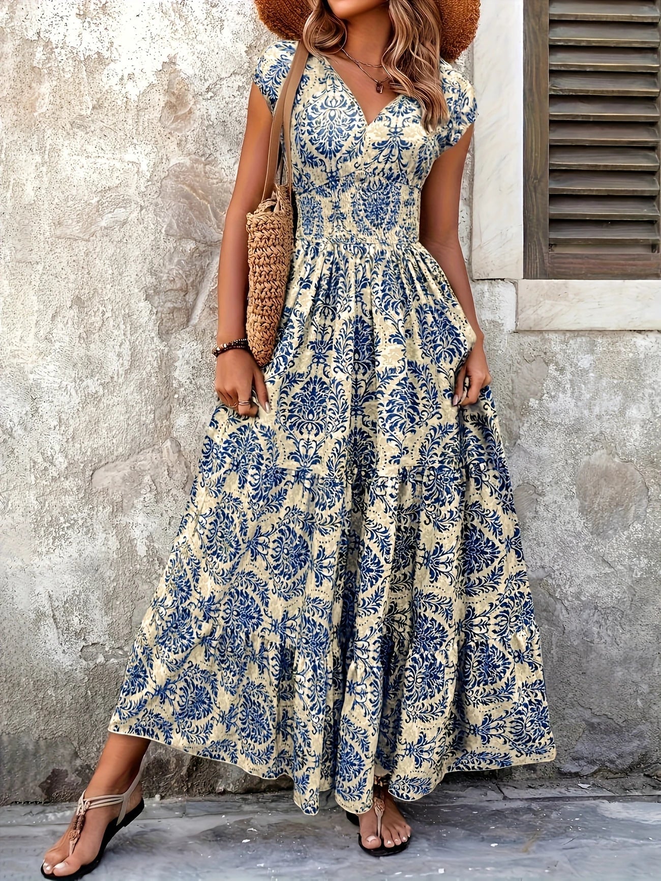 Kaia | V-Neck Maxi Dress with Ruffle Hem