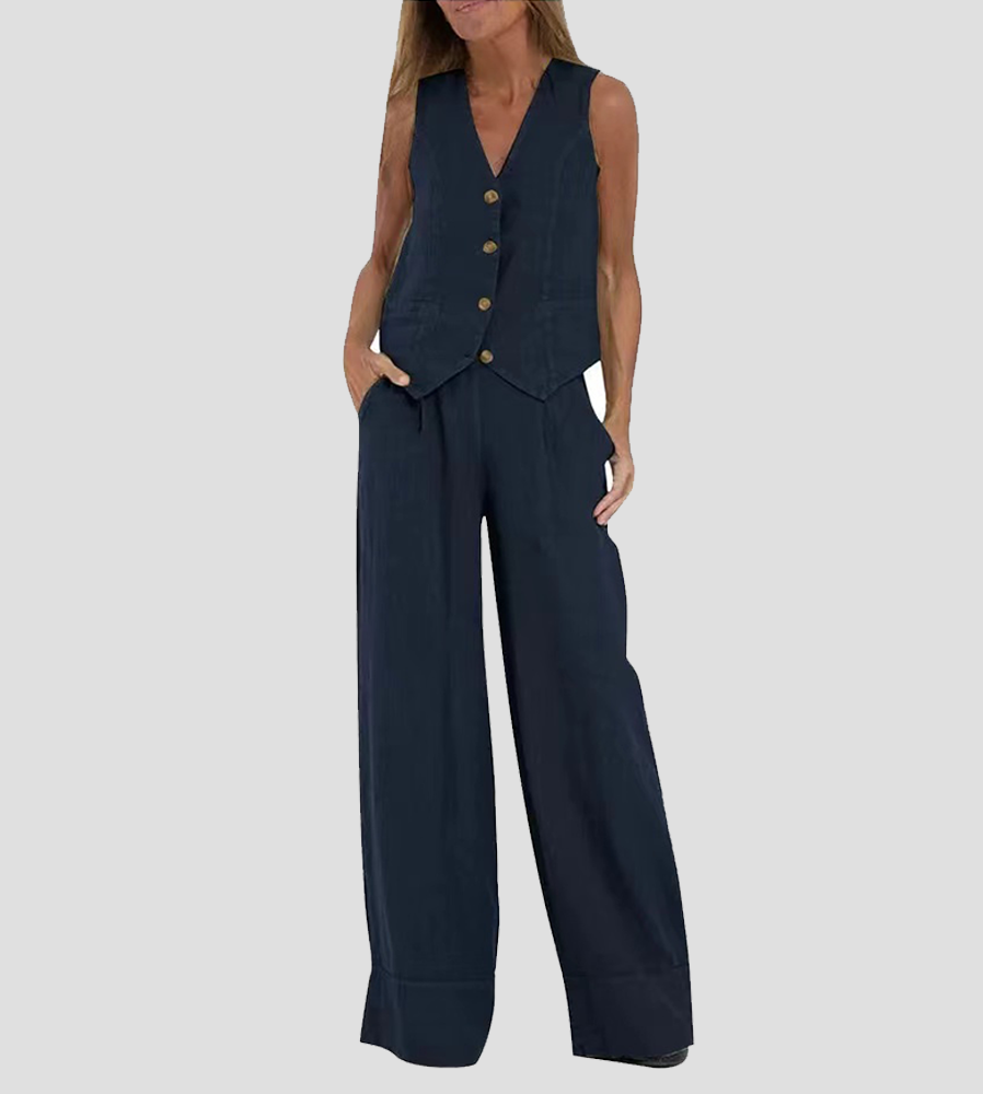 Eleanor | Sleeveless Linen Set