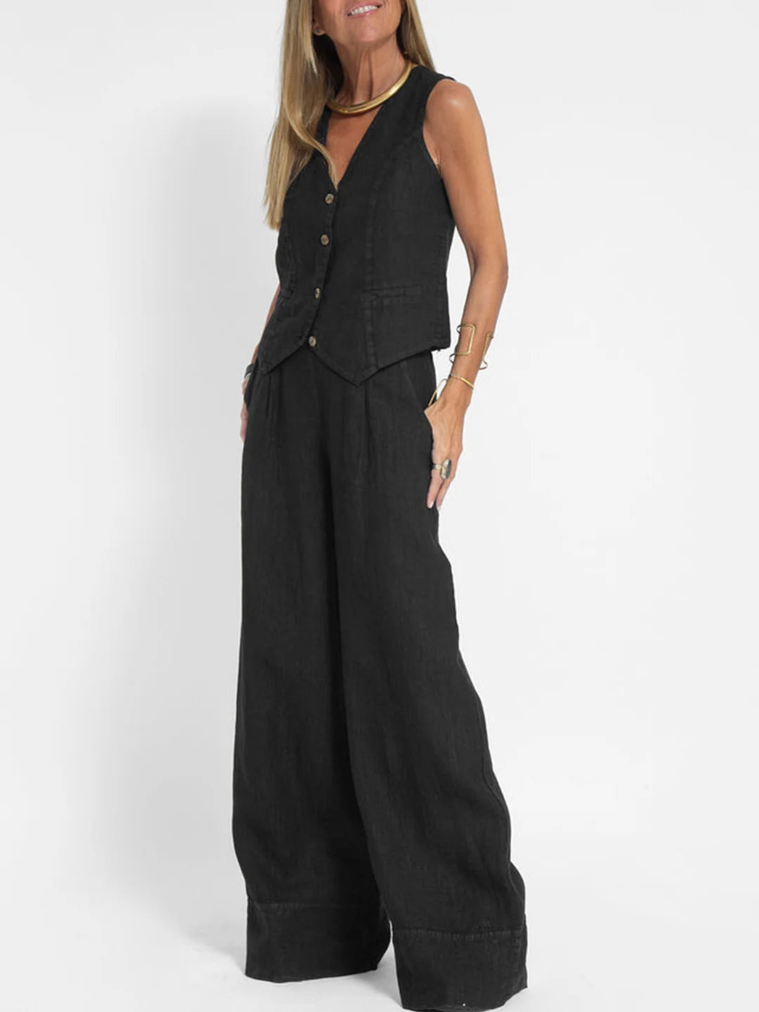 Eleanor | Sleeveless Linen Set