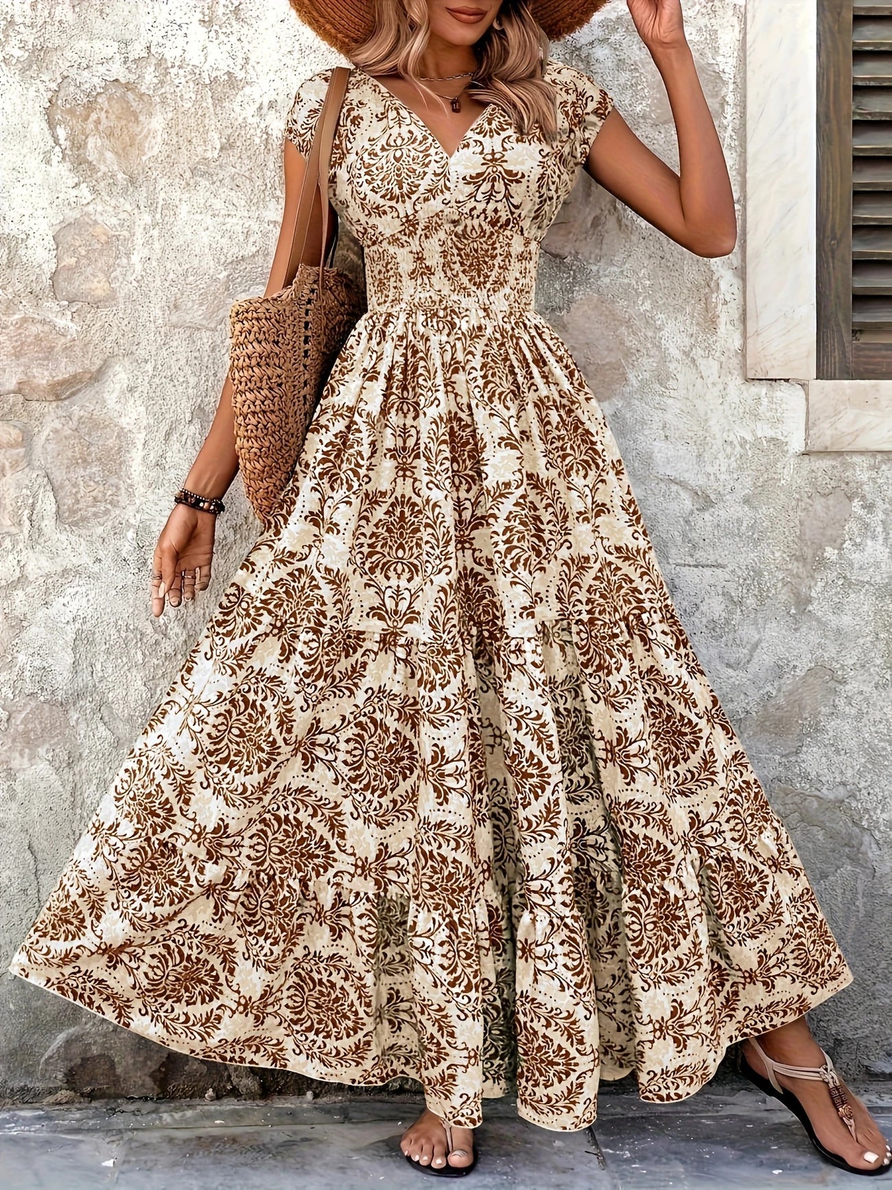 Kaia | V-Neck Maxi Dress with Ruffle Hem