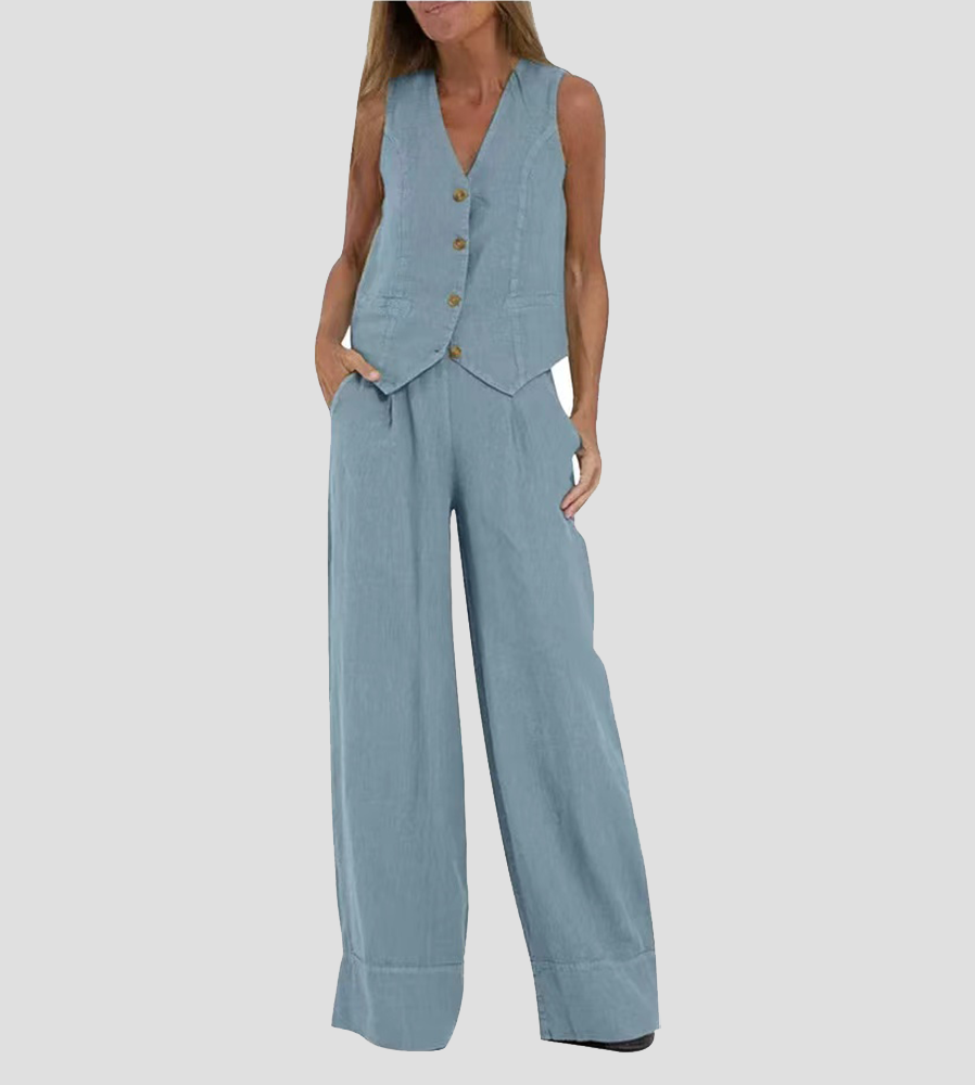 Eleanor | Sleeveless Linen Set