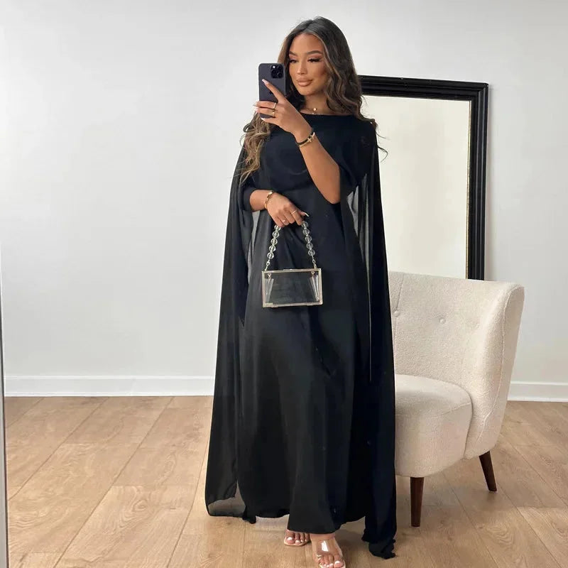 Clementine | Women's Elegant Cape Maxi Dress for Evening Wear