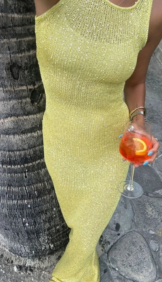 Edith | Women's Sleeveless Sparkling Maxi Dress for Evening