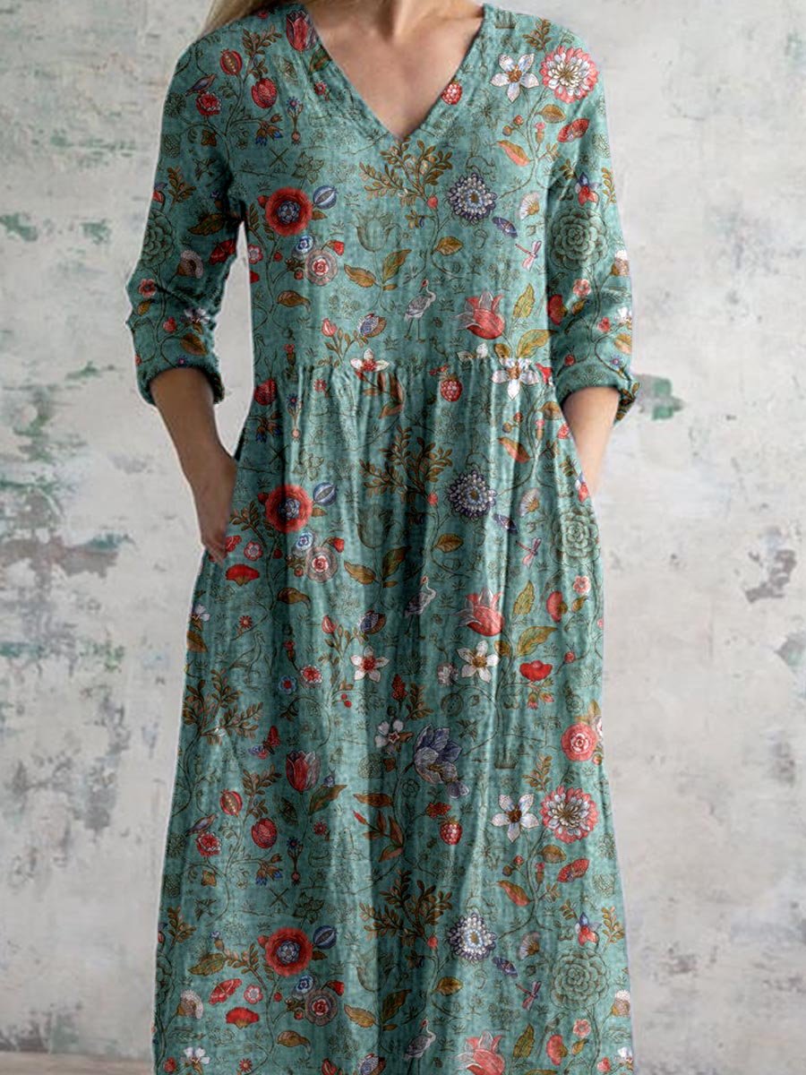 Calista | V-neck Floral Dress