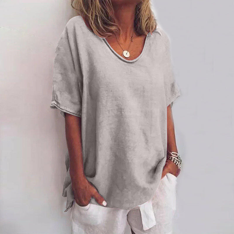 Peony | Classic Loose-Fit Short Sleeve Blouse for Women