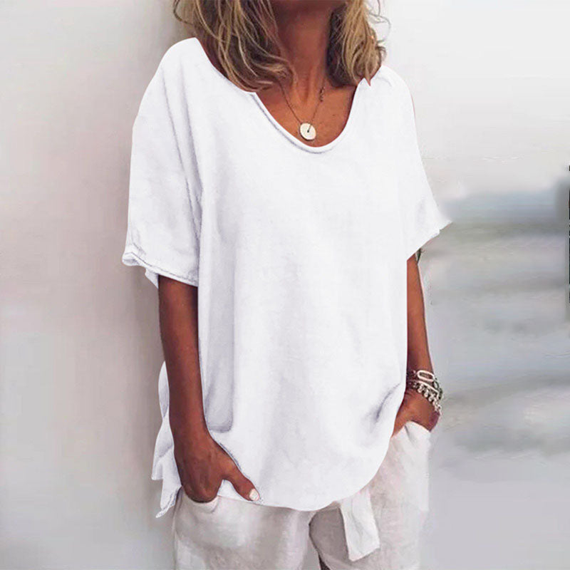 Peony | Classic Loose-Fit Short Sleeve Blouse for Women