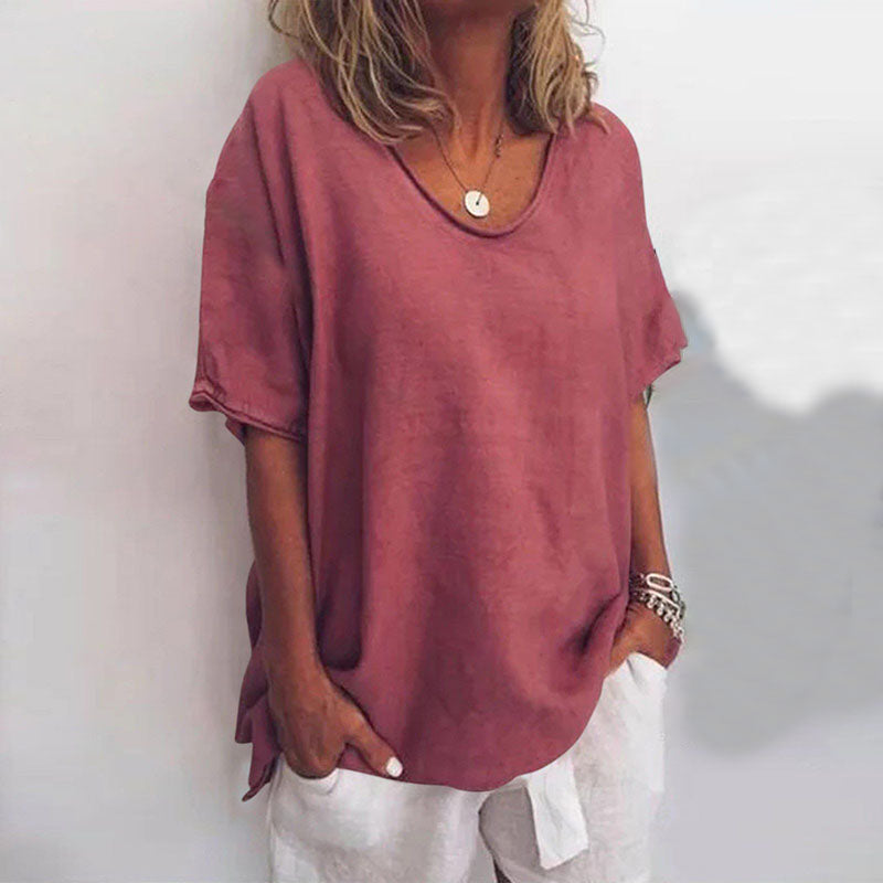 Peony | Classic Loose-Fit Short Sleeve Blouse for Women