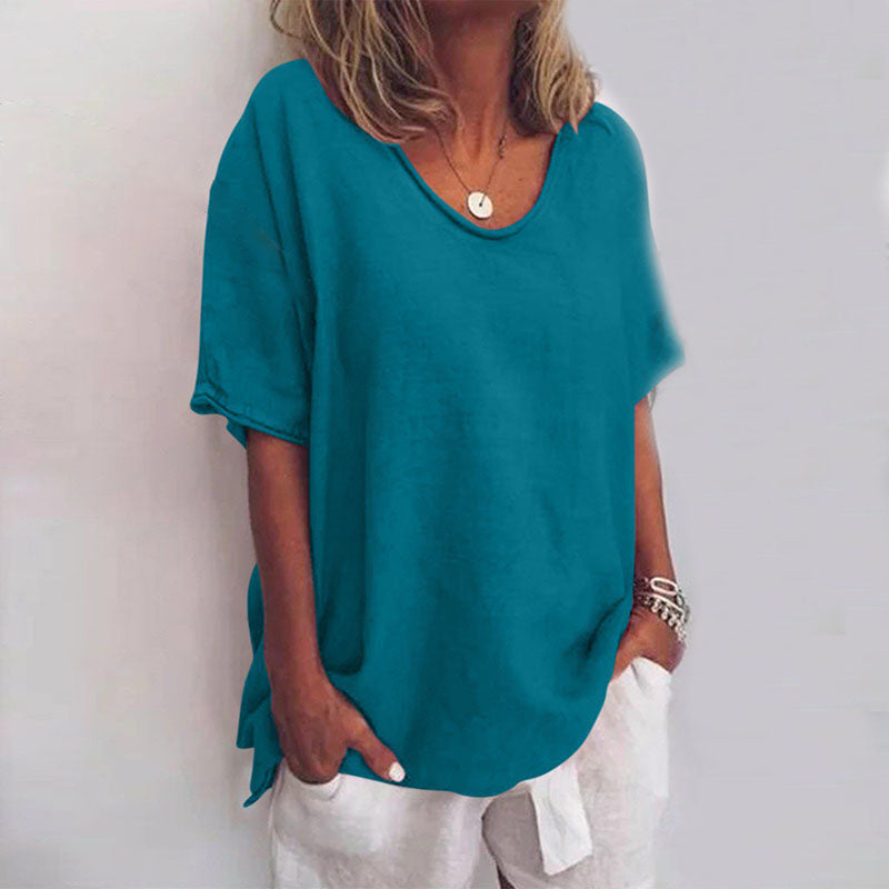 Peony | Classic Loose-Fit Short Sleeve Blouse for Women