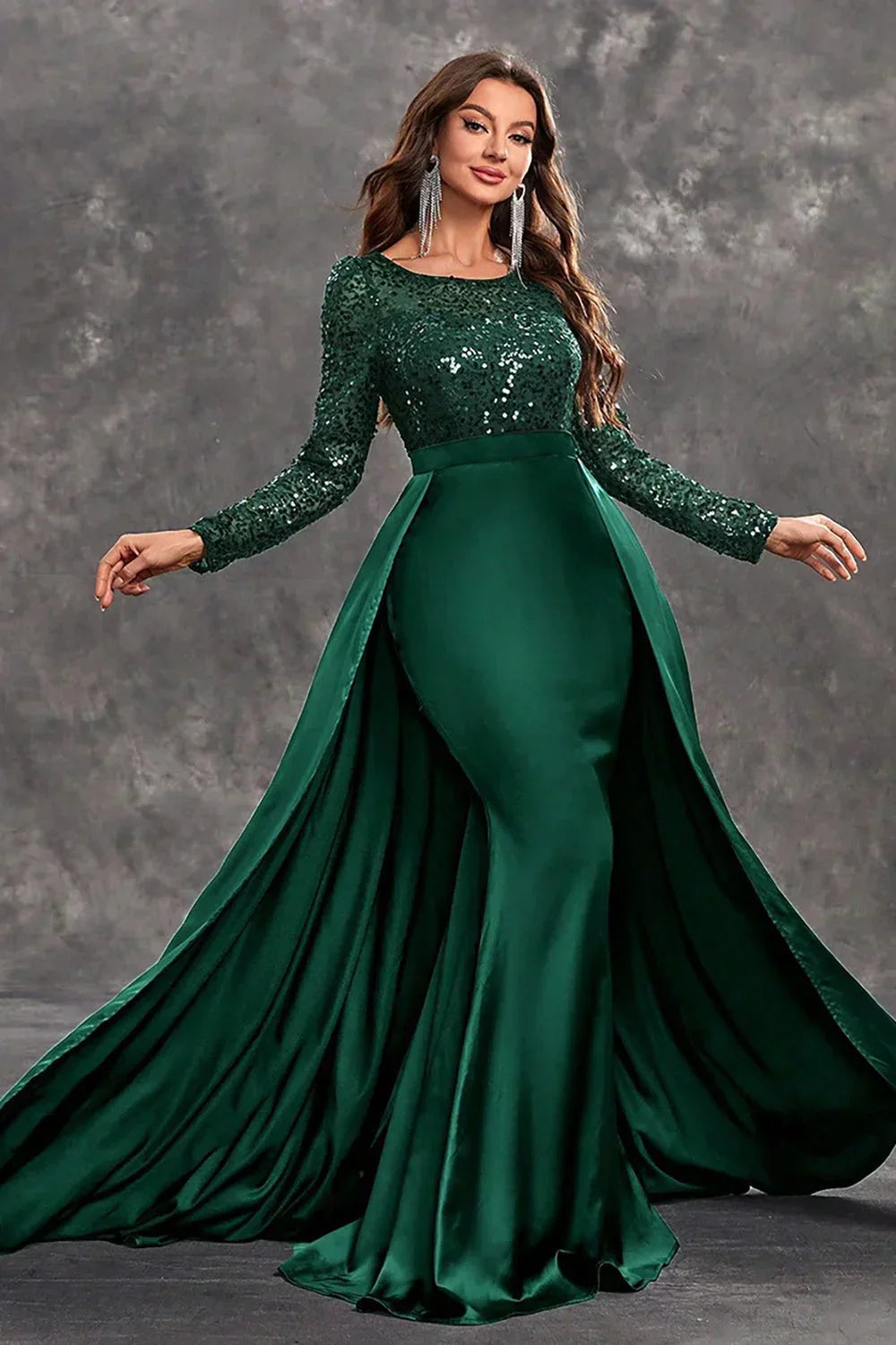 Seren | Women's Sequined Bodice Evening Dress with Flowing Skirt