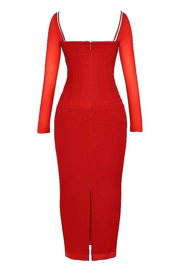 Nora | Deep Maxi Dress with Long Sleeves