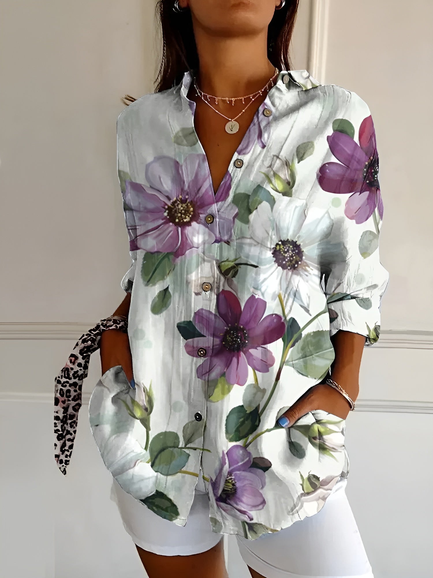 Rebecca | Floral Breeze Button-Up Shirt