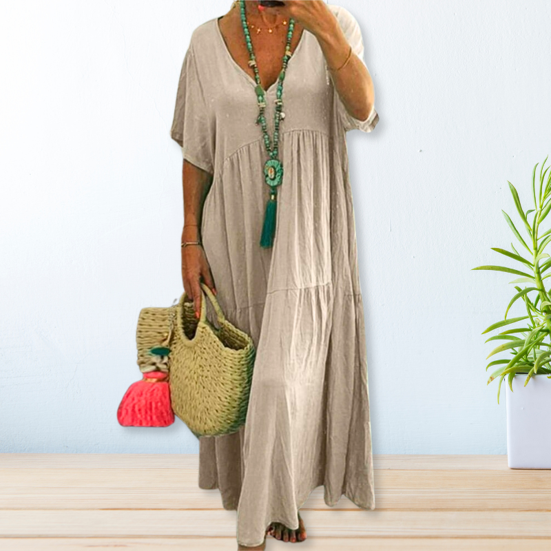 Eleni | Cotton Linen Maxi Summer Dress